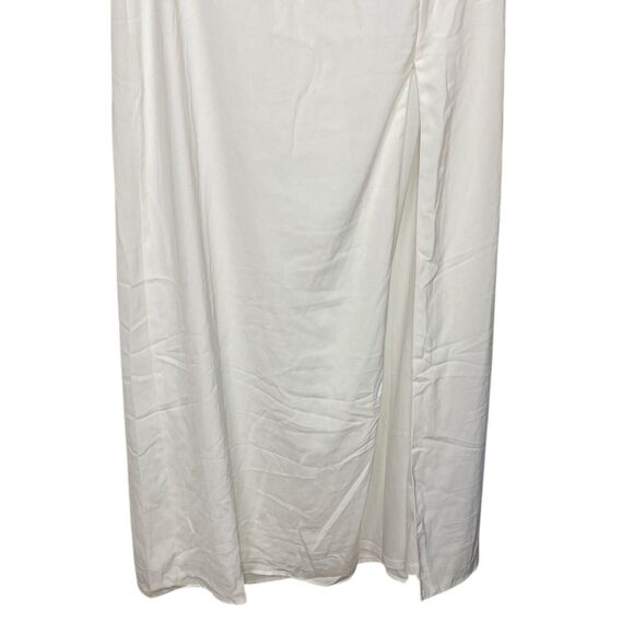 Lulus Maxi Skirt Womens M White Side Slit Lined Minimalist Formal High Rise - Picture 5 of 14
